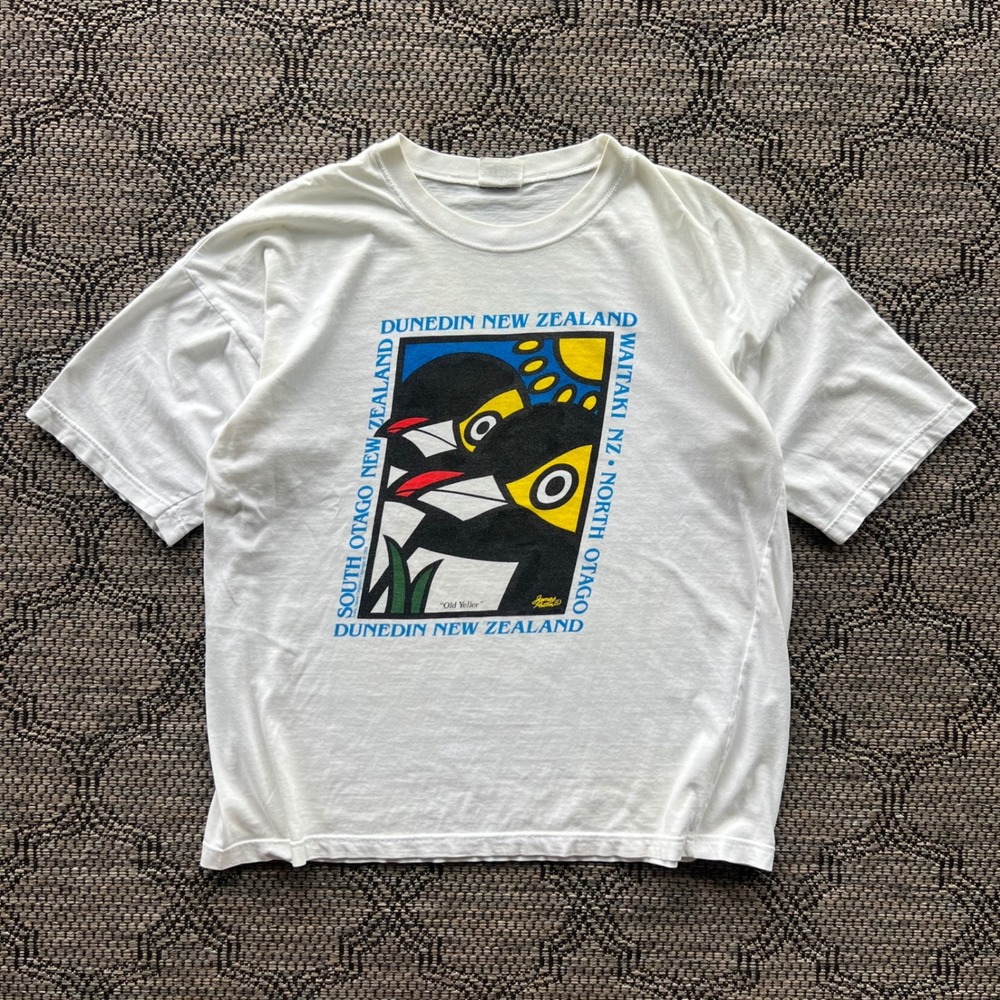 Vintage Jessie James T-Shirt Men XL White Dunedin New Zealand Penguin Nature Art